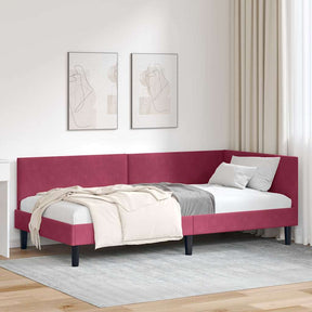Vidaxl hoekbedframe wijnrood 90 x 190 cm fluweel