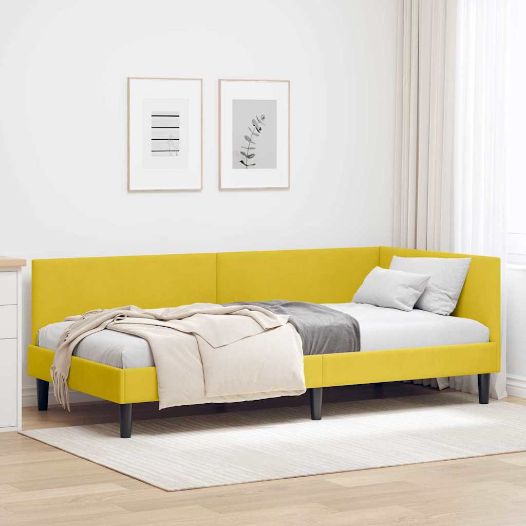 Vidaxl hoekbedframe geel 90 x 190 cm fluweel