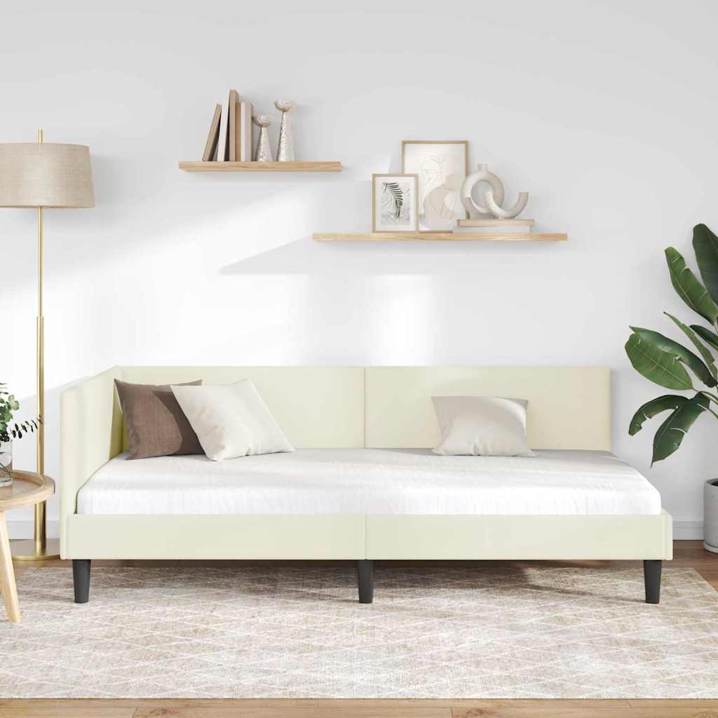 Vidaxl hoekbedframe crème 90 x 190 cm fluweel