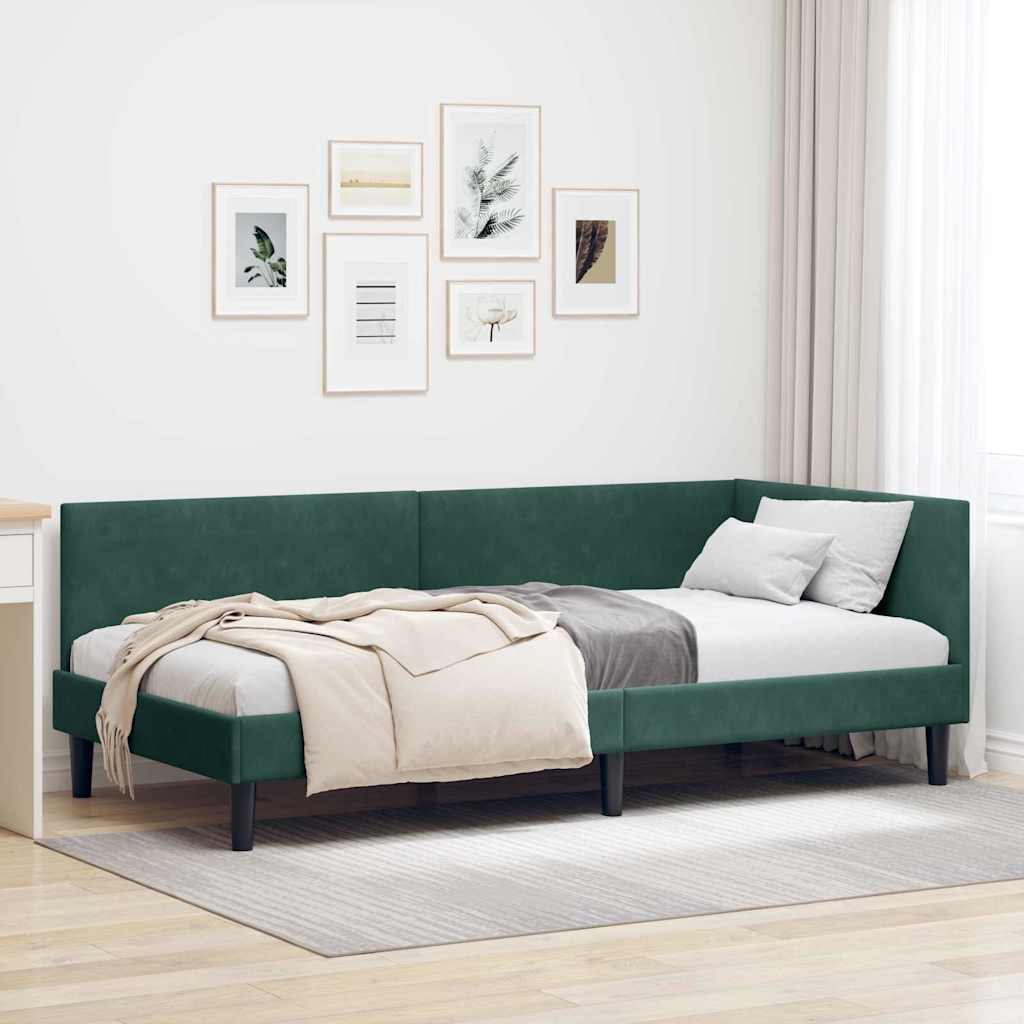 Vidaxl hoekbedframe donkergroen 90 x 200 cm fluweel