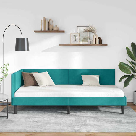 Vidaxl hoekbedframe turquoise 90 x 200 cm fluweel