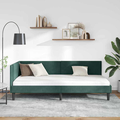 Vidaxl hoekbedframe donkergroen 100 x 200 cm fluweel