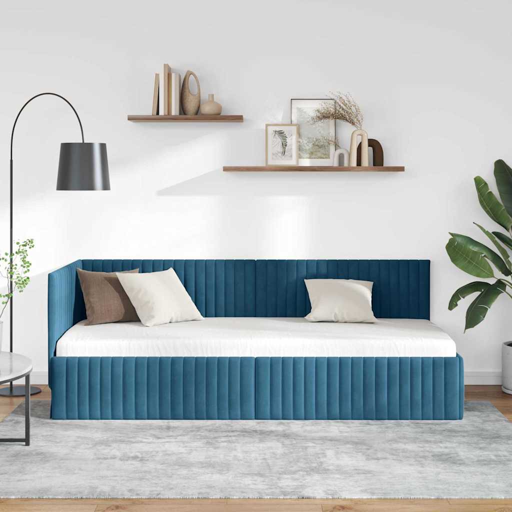 Vidaxl hoekbedframe blauw 80 x 200 cm fluweel