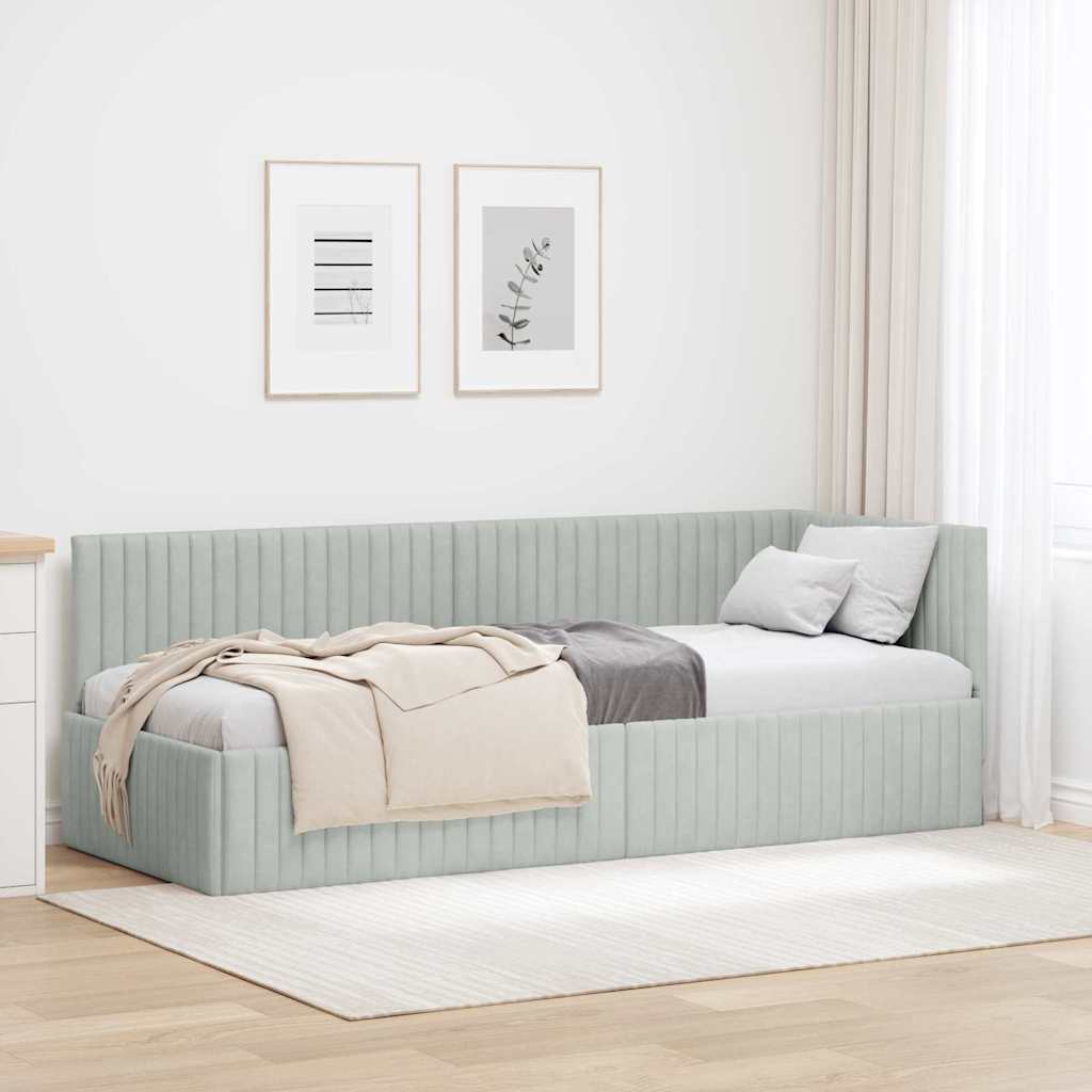 Vidaxl hoekbedframe lichtgrijs 80 x 200 cm fluweel