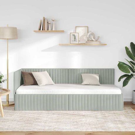 Vidaxl hoekbedframe lichtgrijs 80 x 200 cm fluweel
