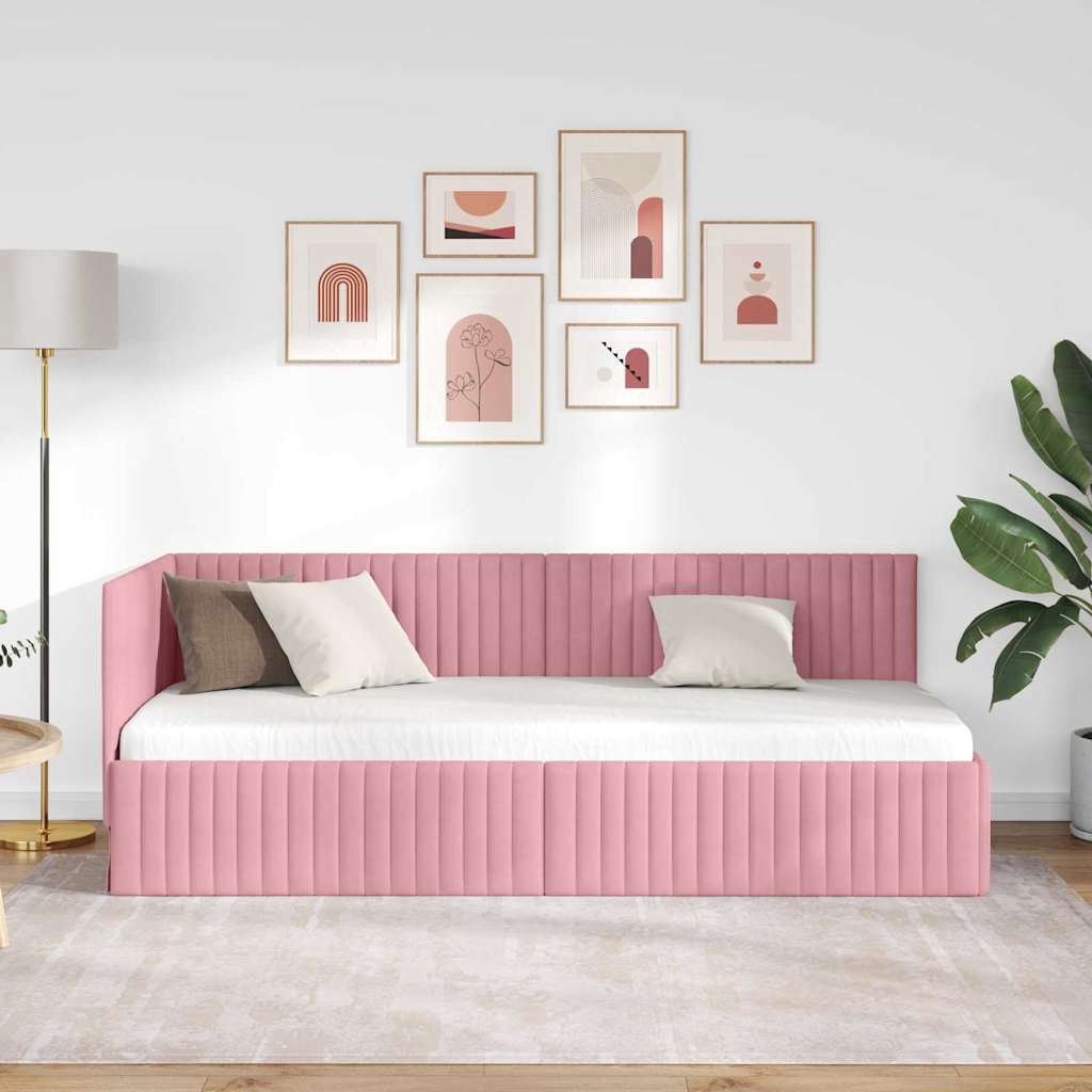 Vidaxl hoekbedframe roze 80 x 200 cm fluweel