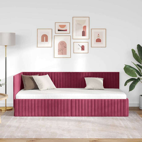 Vidaxl hoekbedframe wijnrood 80 x 200 cm fluweel