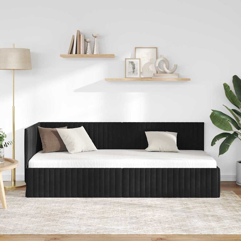 Vidaxl hoekbedframe zwart 80 x 200 cm fluweel
