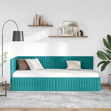 Vidaxl hoekbedframe turquoise 80 x 200 cm fluweel