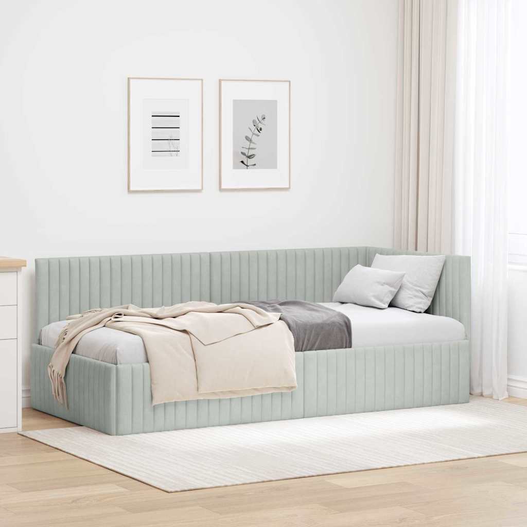 Vidaxl hoekbedframe lichtgrijs 90 x 190 cm fluweel