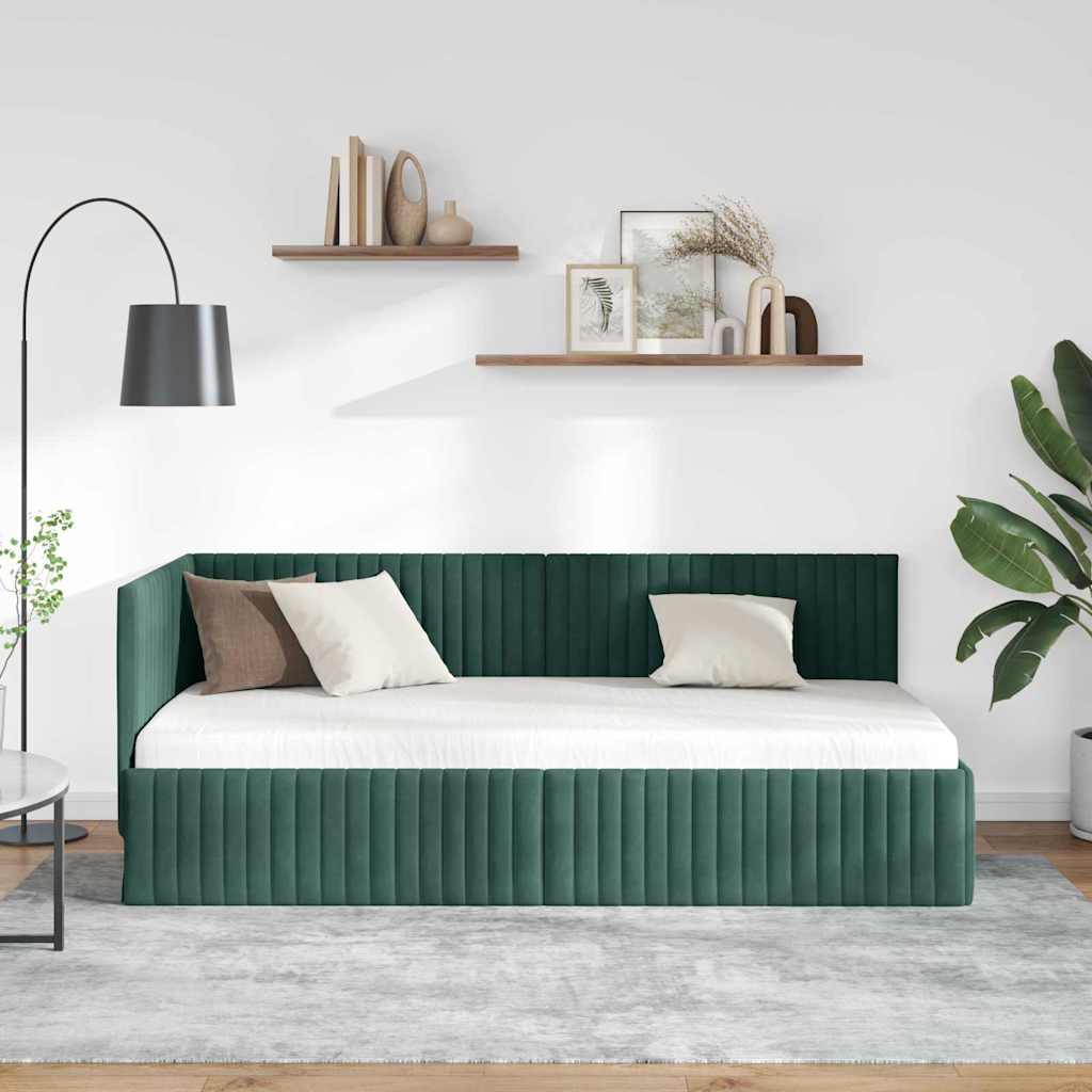 Vidaxl hoekbedframe donkergroen 90 x 190 cm fluweel