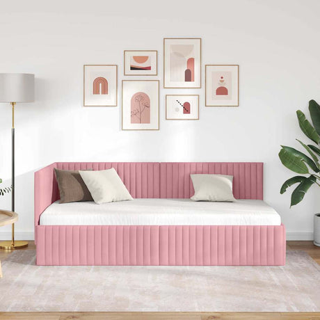 Vidaxl hoekbedframe roze 90 x 190 cm fluweel