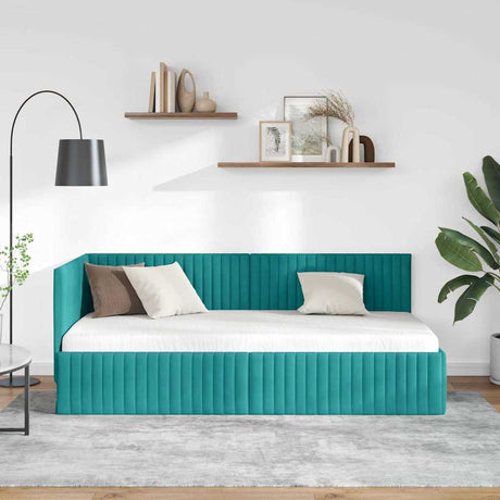Vidaxl hoekbedframe turquoise 90 x 190 cm fluweel