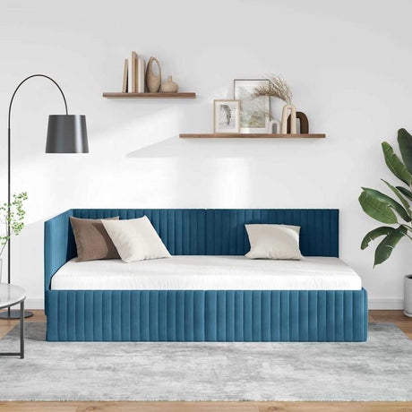 Vidaxl hoekbedframe blauw 90 x 200 cm fluweel
