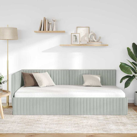 Vidaxl hoekbedframe lichtgrijs 90 x 200 cm fluweel