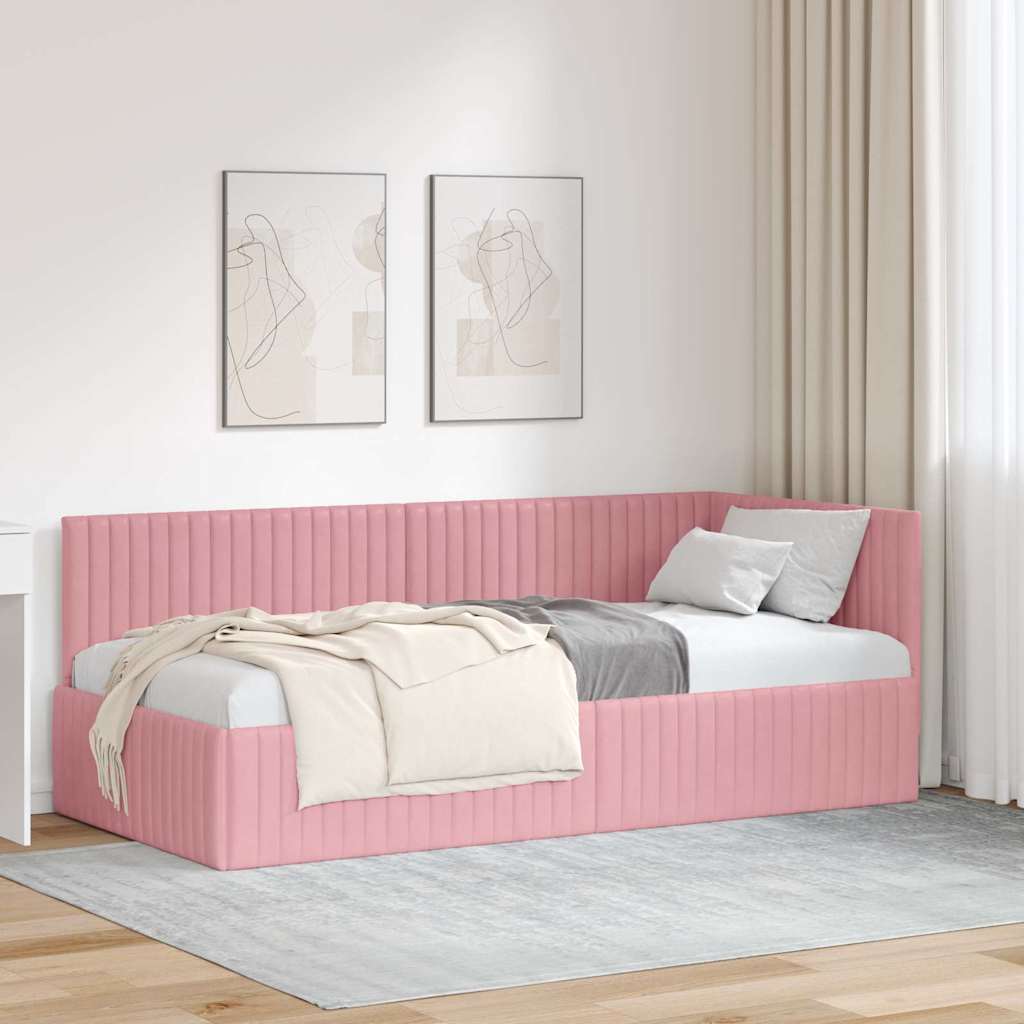 Vidaxl hoekbedframe roze 90 x 200 cm fluweel