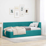 Vidaxl hoekbedframe turquoise 90 x 200 cm fluweel