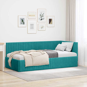 Vidaxl hoekbedframe turquoise 90 x 200 cm fluweel