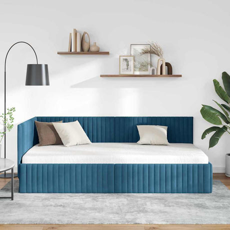 Vidaxl hoekbedframe blauw 100 x 200 cm fluweel