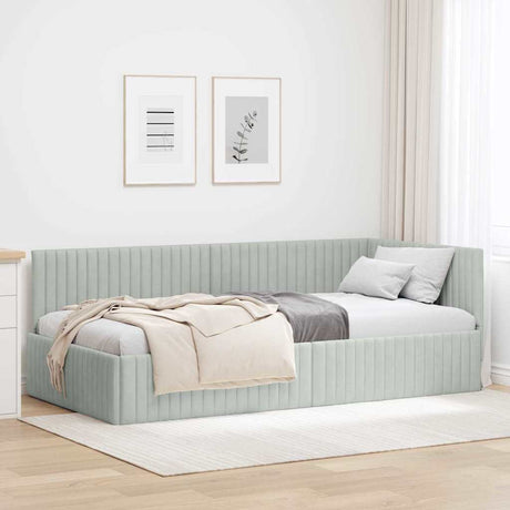 Vidaxl hoekbedframe lichtgrijs 100 x 200 cm fluweel