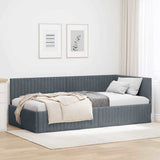 Vidaxl hoekbedframe donkergrijs 100 x 200 cm fluweel