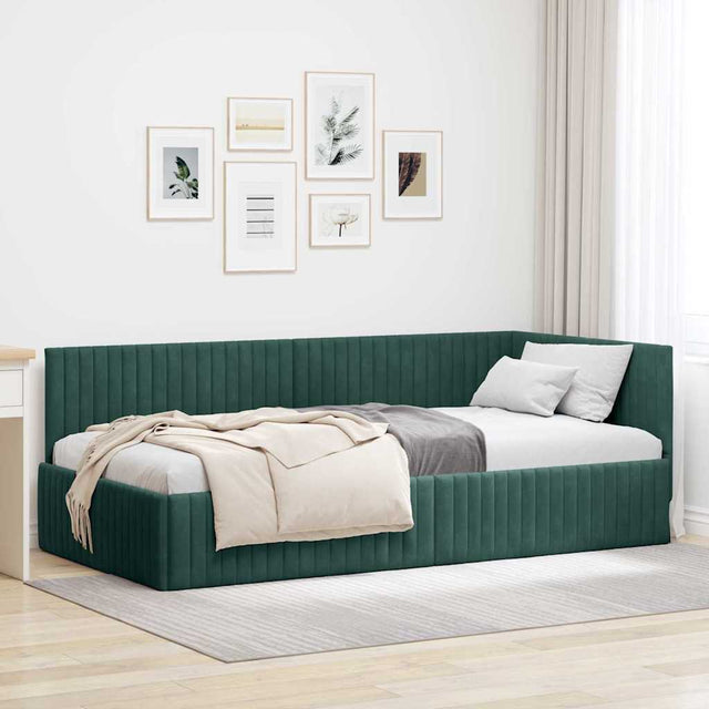 Vidaxl hoekbedframe donkergroen 100 x 200 cm fluweel