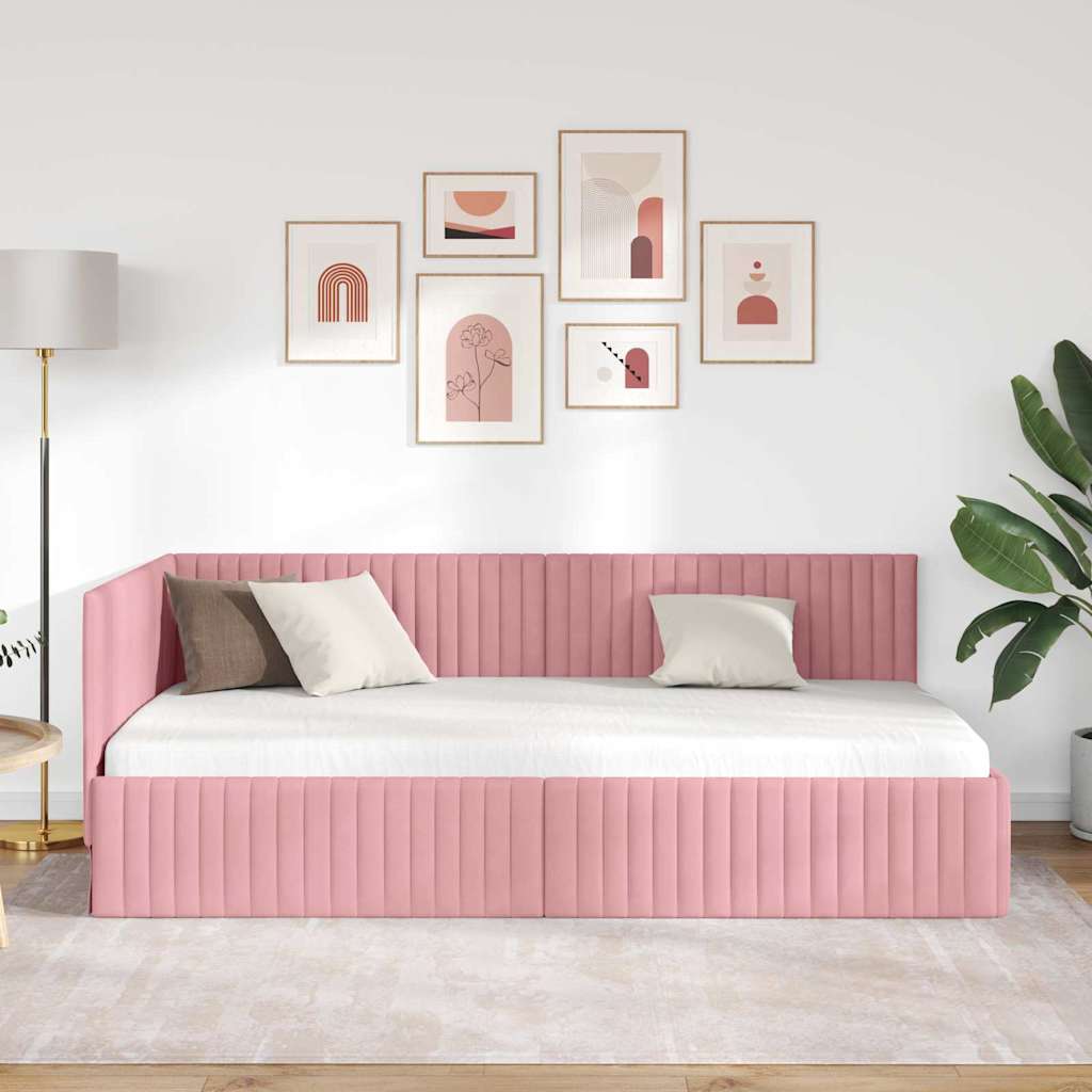 Vidaxl hoekbedframe roze 100 x 200 cm fluweel