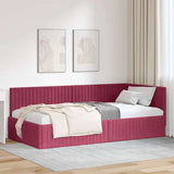 Vidaxl hoekbedframe wijnrood 100 x 200 cm fluweel
