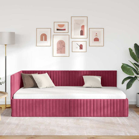 Vidaxl hoekbedframe wijnrood 100 x 200 cm fluweel