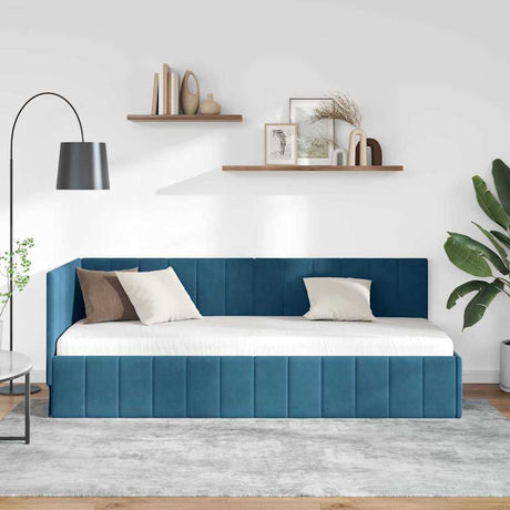 Vidaxl hoekbedframe blauw 80 x 200 cm fluweel