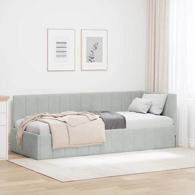 Vidaxl hoekbedframe lichtgrijs 80 x 200 cm fluweel