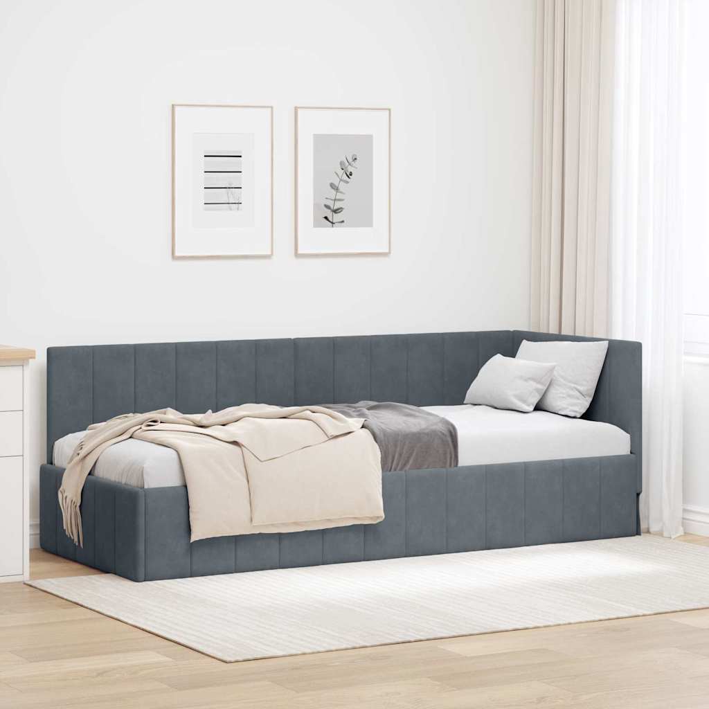 Vidaxl hoekbedframe donkergrijs 80 x 200 cm fluweel
