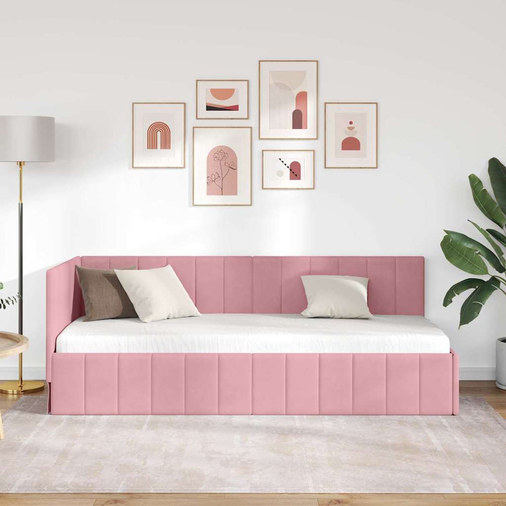 Vidaxl hoekbedframe roze 80 x 200 cm fluweel
