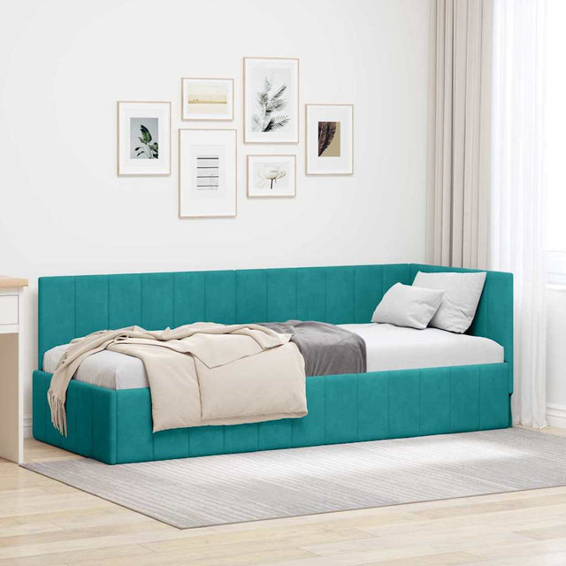 Vidaxl hoekbedframe turquoise 80 x 200 cm fluweel