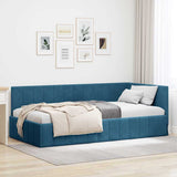 Vidaxl hoekbedframe blauw 90 x 190 cm fluweel