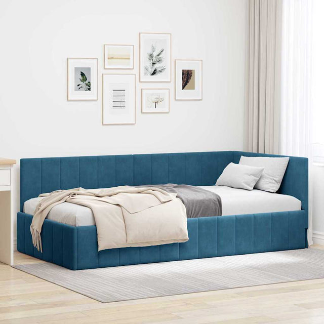 Vidaxl hoekbedframe blauw 90 x 190 cm fluweel