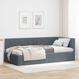 Vidaxl hoekbedframe donkergrijs 90 x 190 cm fluweel