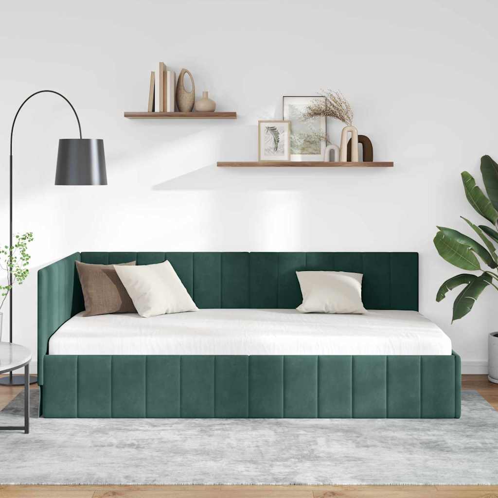 Vidaxl hoekbedframe donkergroen 90 x 190 cm fluweel