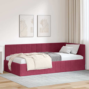 Vidaxl hoekbedframe wijnrood 90 x 190 cm fluweel