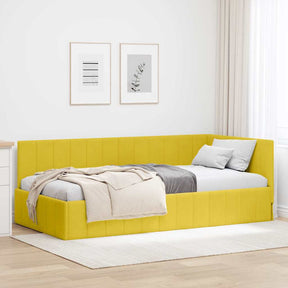 Vidaxl hoekbedframe geel 90 x 190 cm fluweel