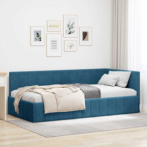 Vidaxl hoekbedframe blauw 90 x 200 cm fluweel