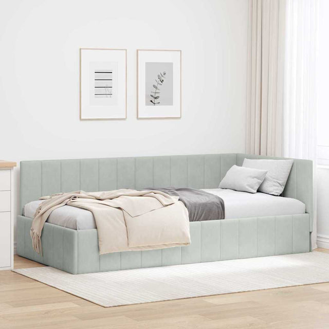 Vidaxl hoekbedframe lichtgrijs 90 x 200 cm fluweel