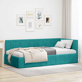 Vidaxl hoekbedframe turquoise 90 x 200 cm fluweel