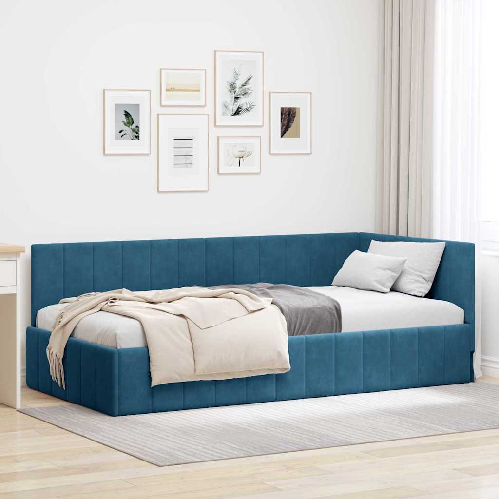 Vidaxl hoekbedframe blauw 100 x 200 cm fluweel