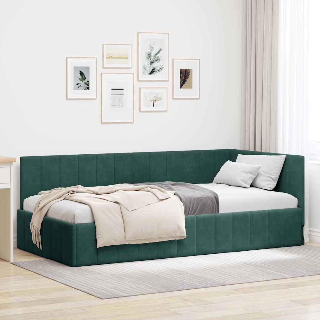 Vidaxl hoekbedframe donkergroen 100 x 200 cm fluweel