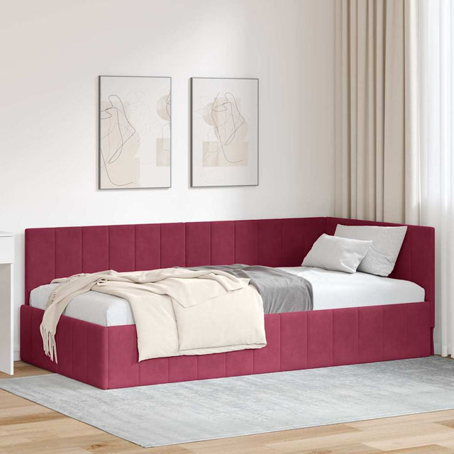 Vidaxl hoekbedframe wijnrood 100 x 200 cm fluweel
