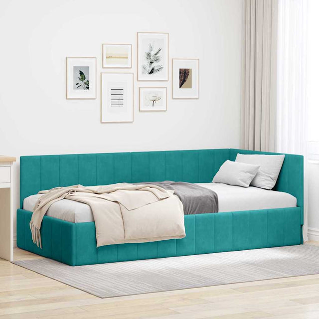 Vidaxl hoekbedframe turquoise 100 x 200 cm fluweel