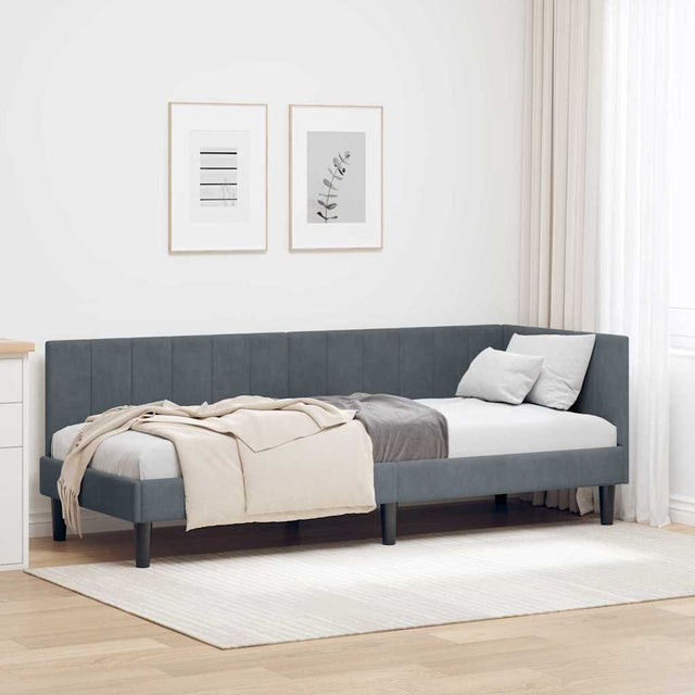 Vidaxl hoekbedframe donkergrijs 80 x 200 cm fluweel