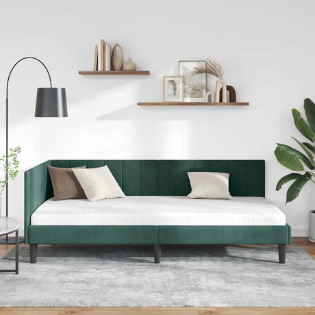 Vidaxl hoekbedframe donkergroen 90 x 190 cm fluweel