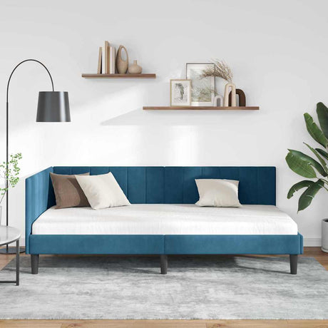 Vidaxl hoekbedframe blauw 90 x 200 cm fluweel